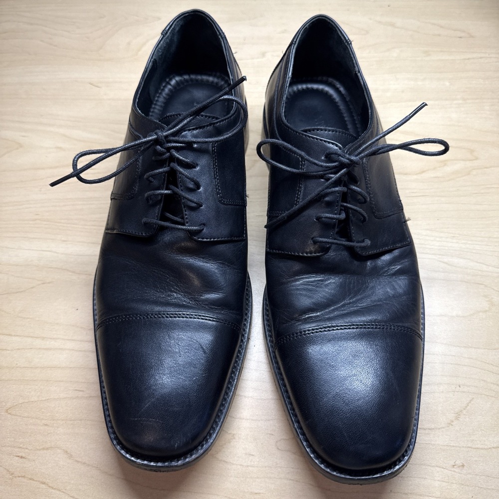 Johnston Murphy Melton Cap Toe Oxford Optima Black Shoes Men's Size 10M 59-11567